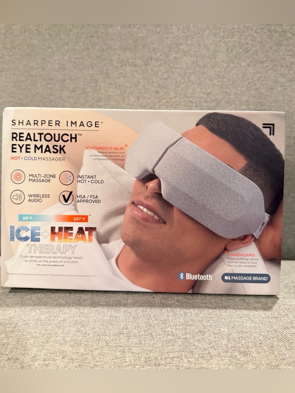 Sharper Image Gray Realtouch Eye Mask with Bluetooth Massage